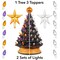 Casafield Hand-Painted Ceramic Halloween Tree, 15-Inch Pre-Lit Decoration with 128 Multi-Color Lights, Jack-O-Lantern and Star Toppers